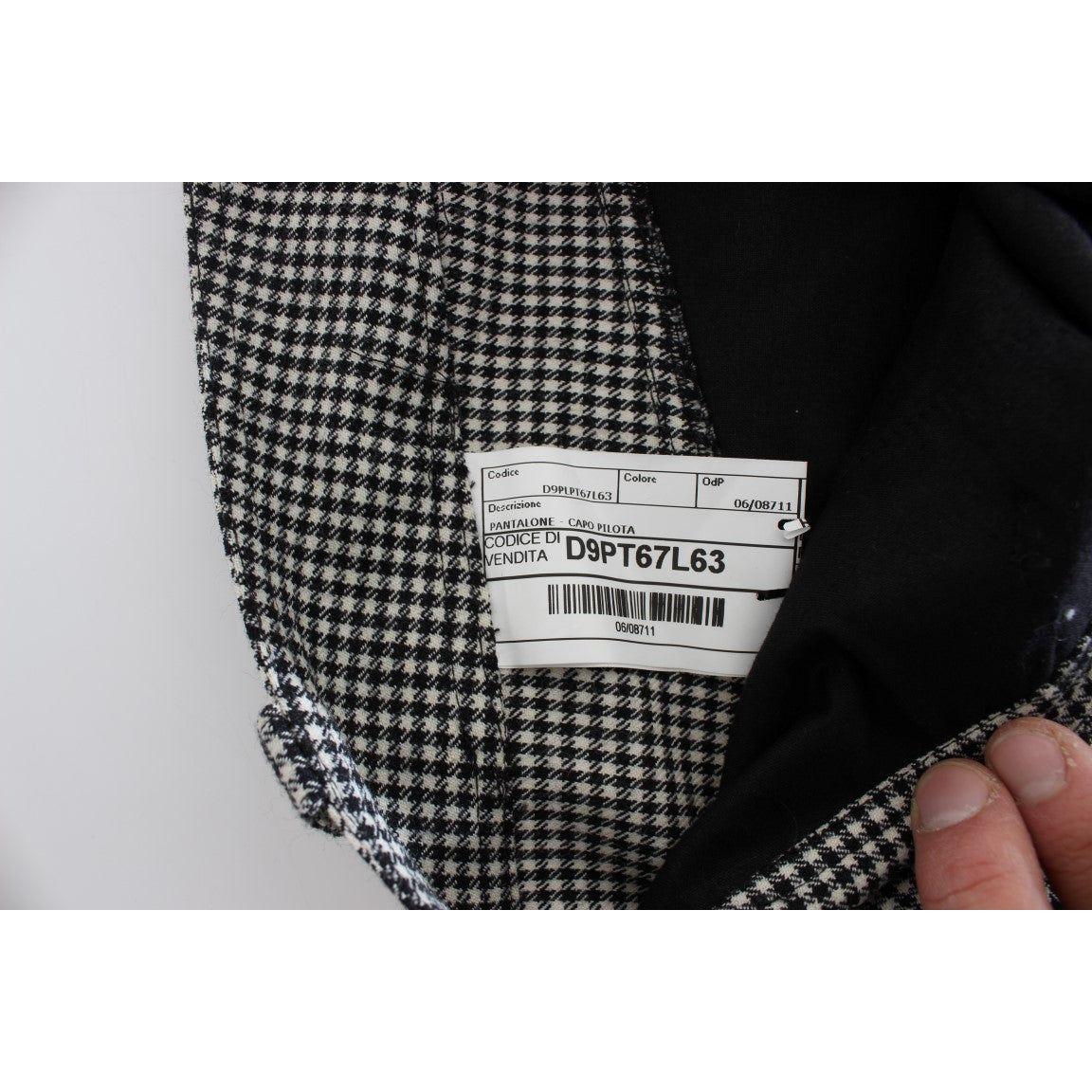 Ermanno Scervino Black White Checkered Cotton Casual Pants