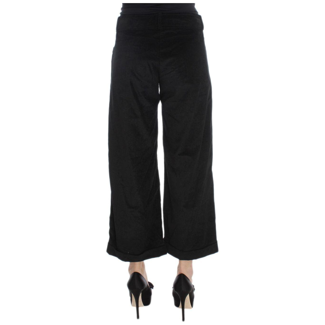 Ermanno Scervino Black Velvet Cotton Capri Bootcut Pants