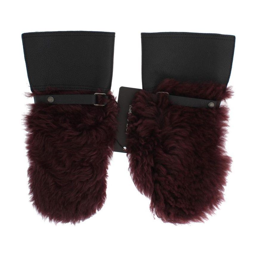 Dolce & Gabbana Elegant Black & Bordeaux Leather Gloves Dolce & Gabbana