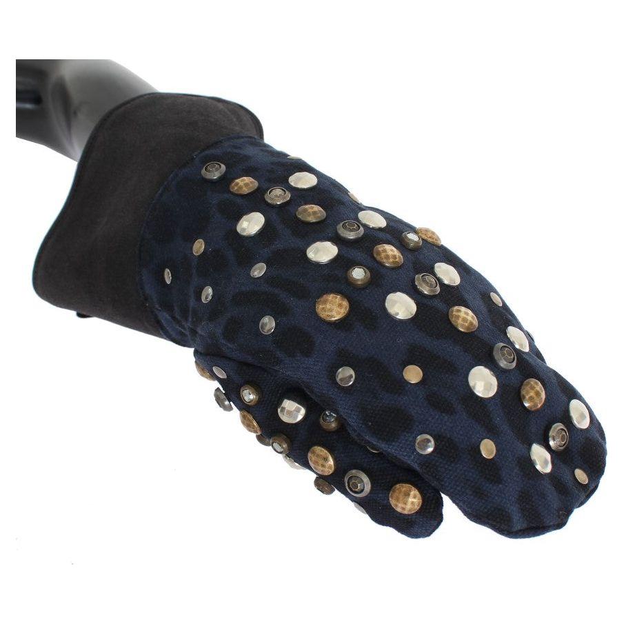 قفازات دولتشي آند غابانا الأنيقة المصنوعة من الصوف والصوف الرمادي مع تفاصيل مرصعة