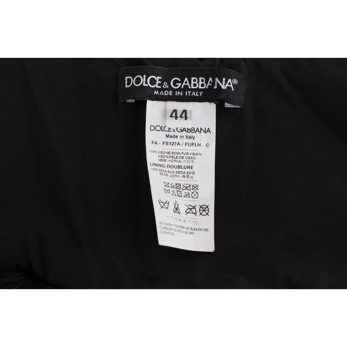 Dolce & Gabbana Black Mink Fur Shoulder Collar Scarf