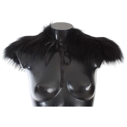 Dolce & Gabbana Black Fox Fur Collar Scarf