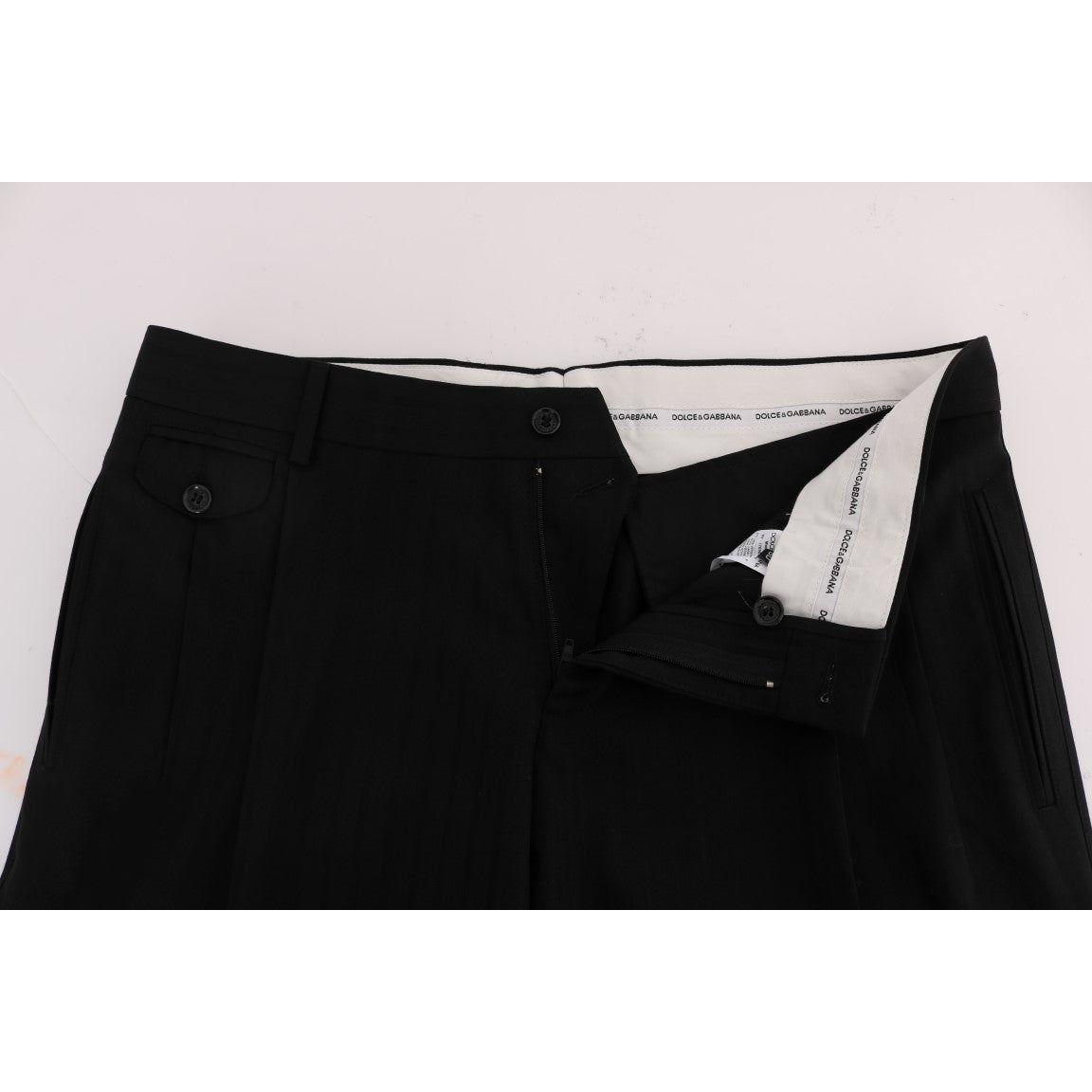 Dolce & Gabbana Elegant Black Striped Straight Fit Dress Pants Dolce & Gabbana