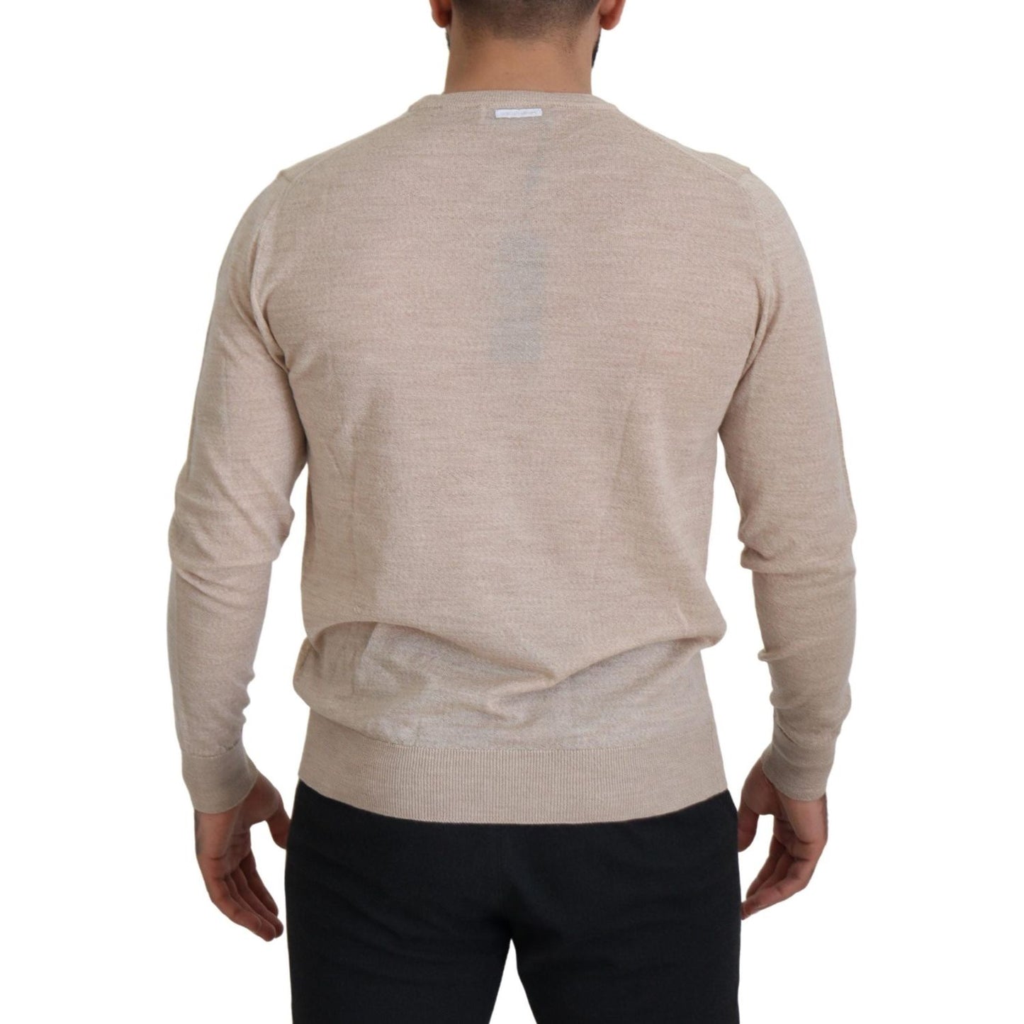 Dolce & Gabbana Elegant Beige Crewneck Wool Sweater Dolce & Gabbana