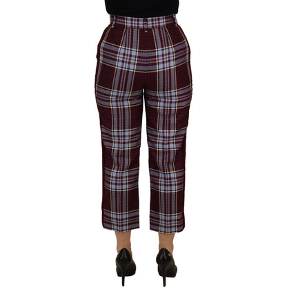 Dolce & Gabbana Gray Checked High Waist Cropped Trouser Pants