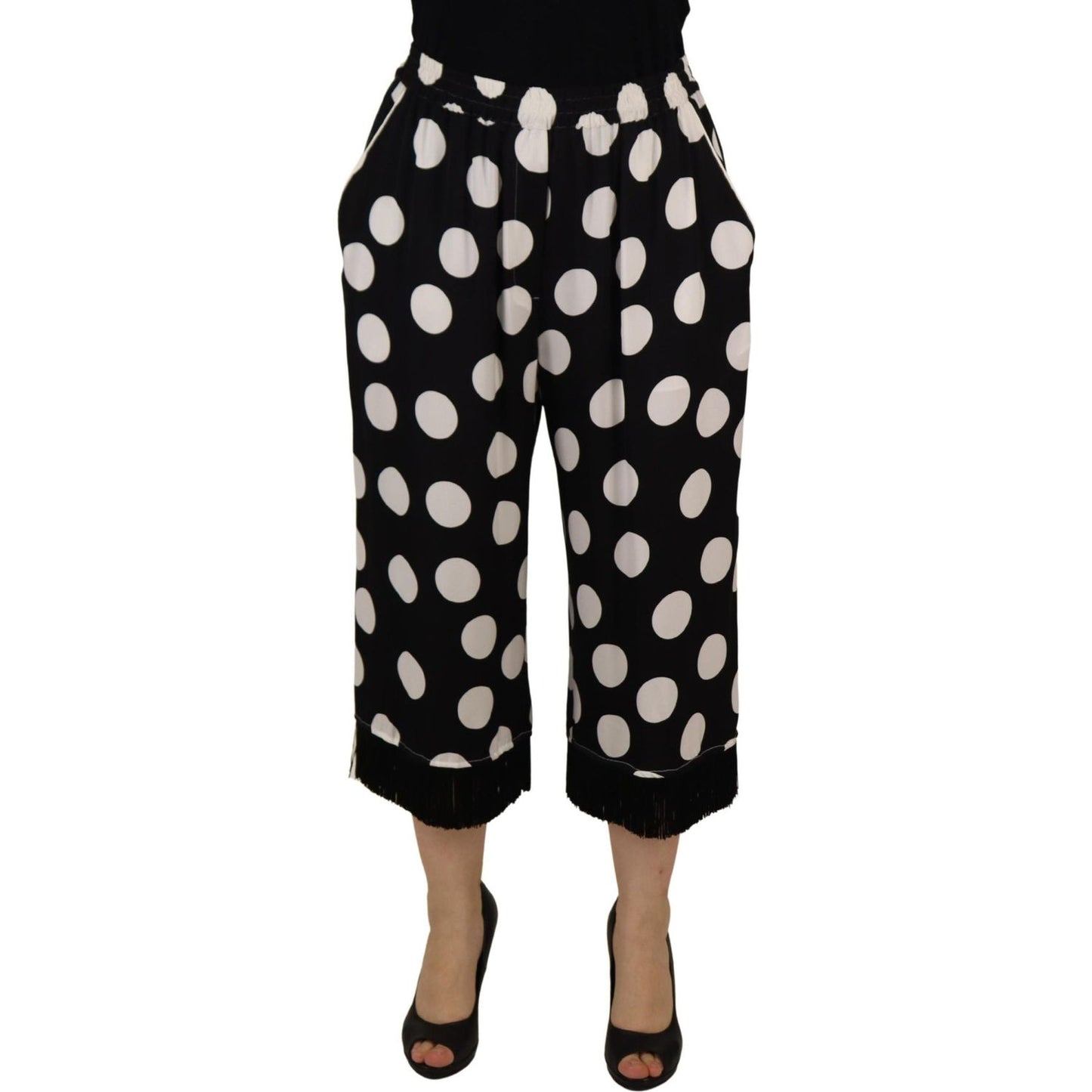 Dolce & Gabbana Polka Dot Silk Mid Waist Pants Dolce & Gabbana