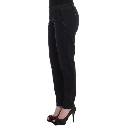 Ermanno Scervino Sleek Black Slim Leg Designer Jeans Ermanno Scervino