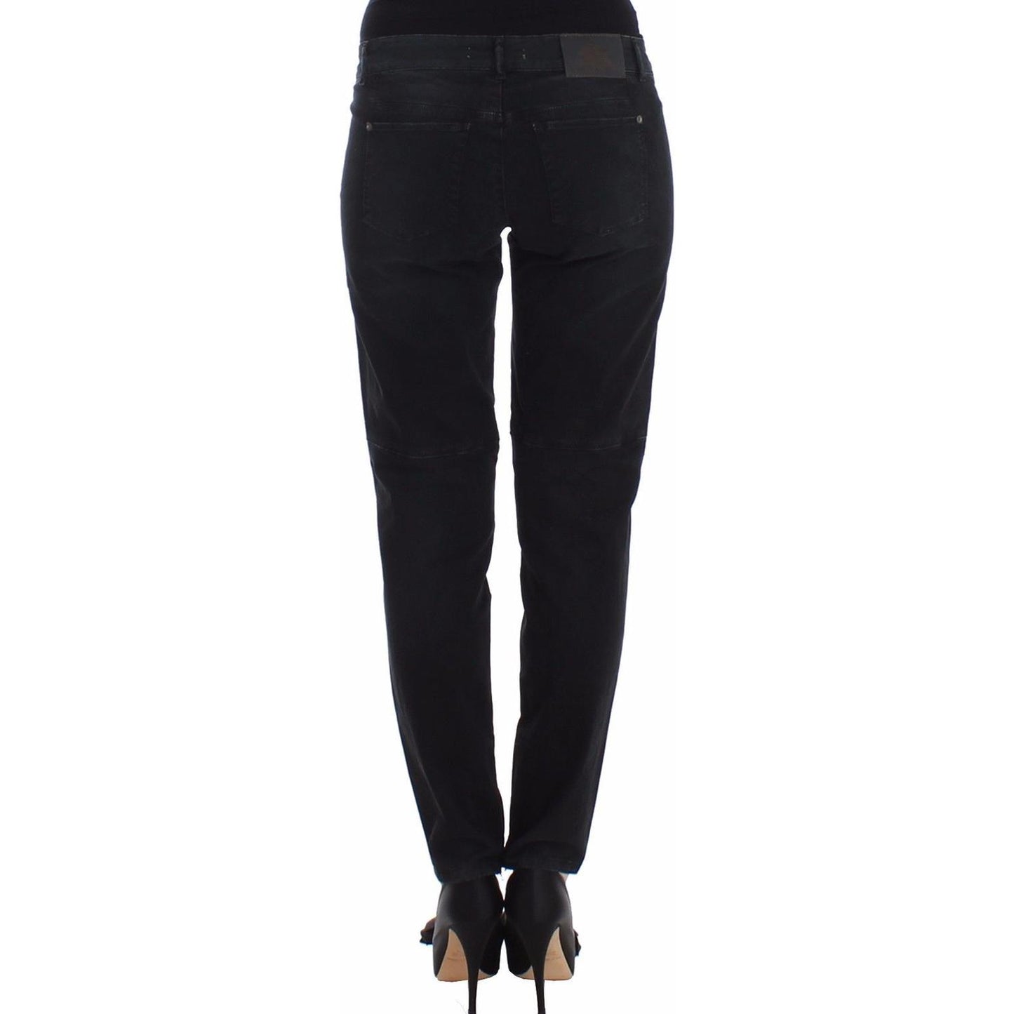 Ermanno Scervino Sleek Black Slim Leg Designer Jeans Ermanno Scervino