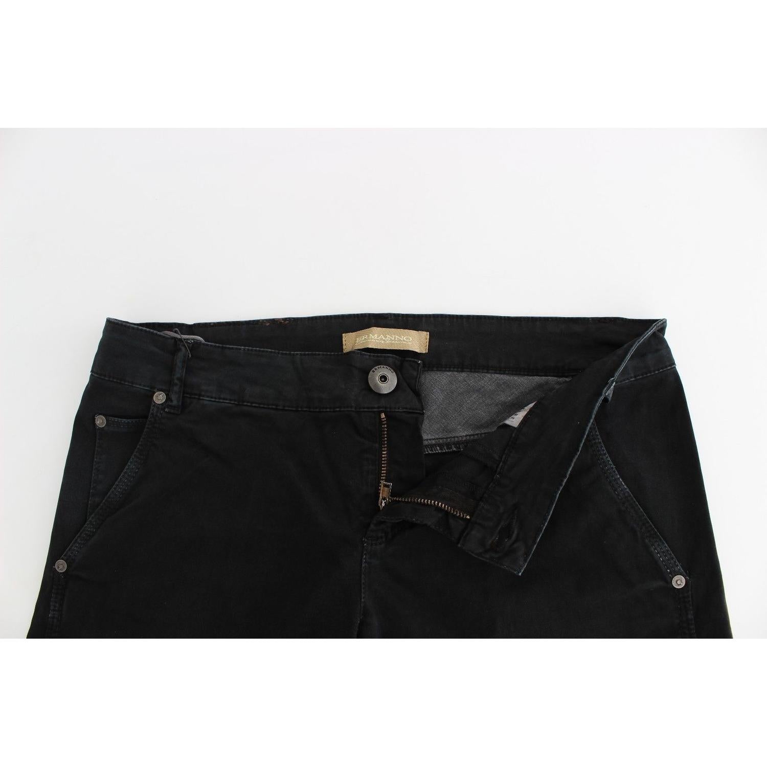 时尚黑色修身设计师款牛仔裤