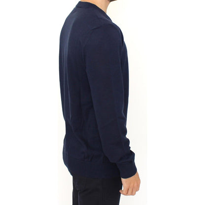 Ermanno Scervino Blue Wool Blend V-neck Pullover Sweater