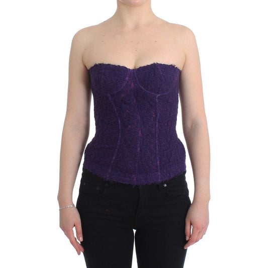 Ermanno Scervino Purple Lace Silk Blend Bustier Corset Ermanno Scervino