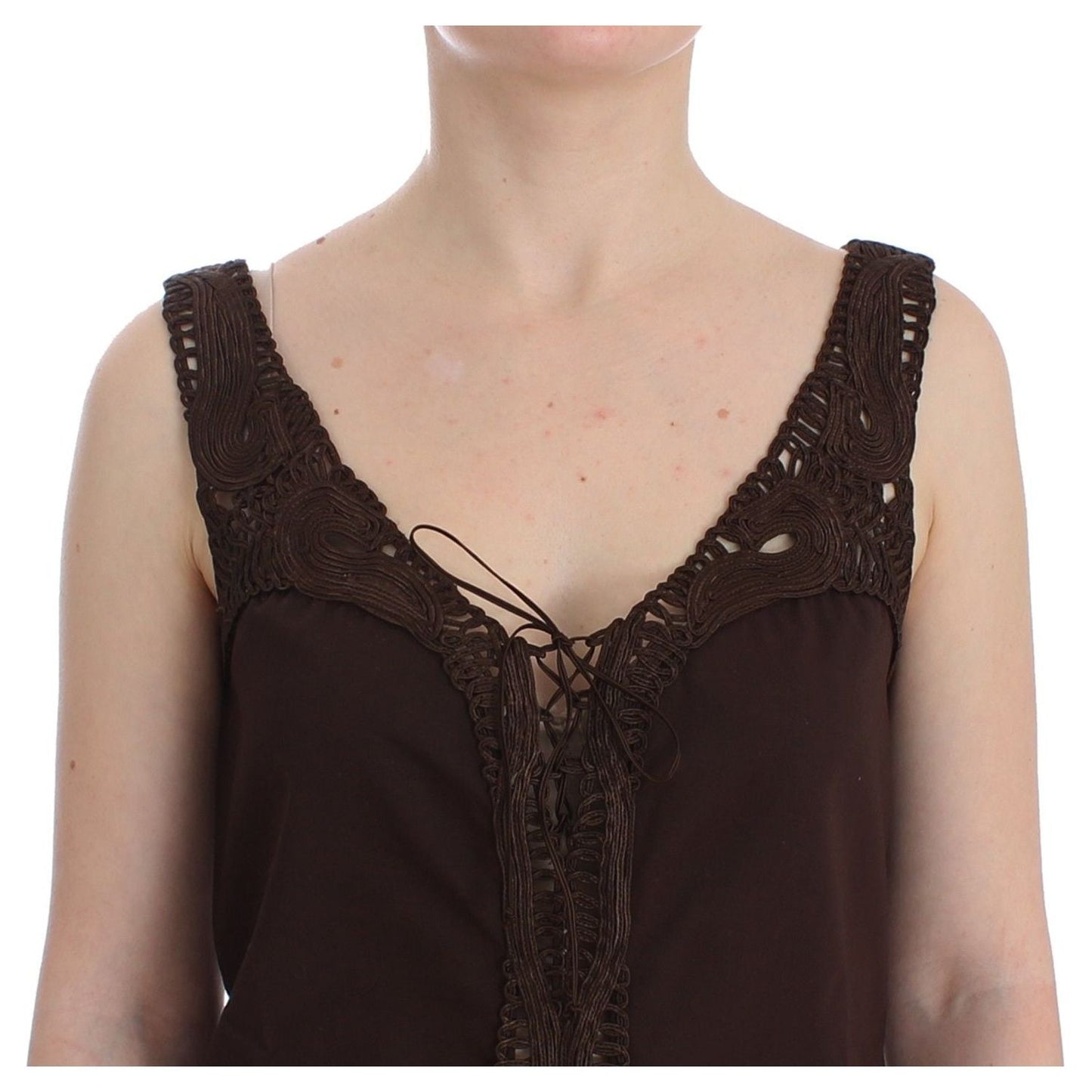 Ermanno Scervino Beachwear Brown Cotton Stretch Tunic Dress