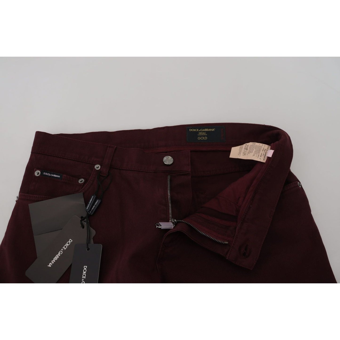 Dolce & Gabbana Bordeaux Cotton Stretch GOLD Denim Jeans
