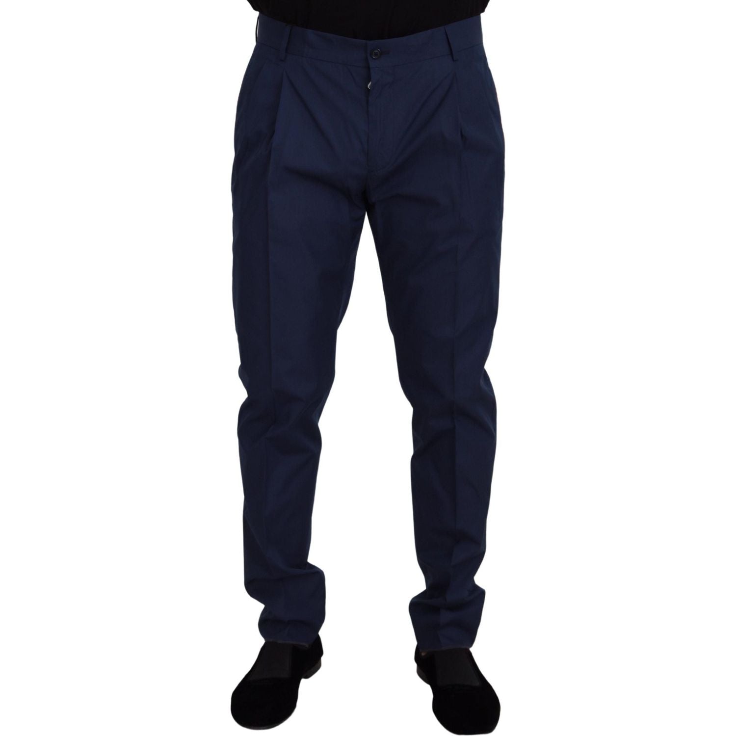 بنطلون شينو أنيق بقصّة Slim Fit من Dolce &amp; Gabbana باللون الأزرق من مزيج الحرير