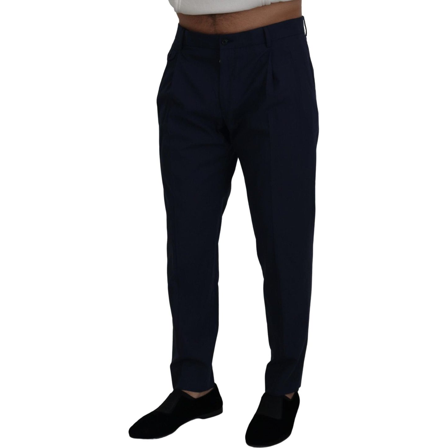 Dolce & Gabbana Blue Cotton Slim Trousers Chinos Pants