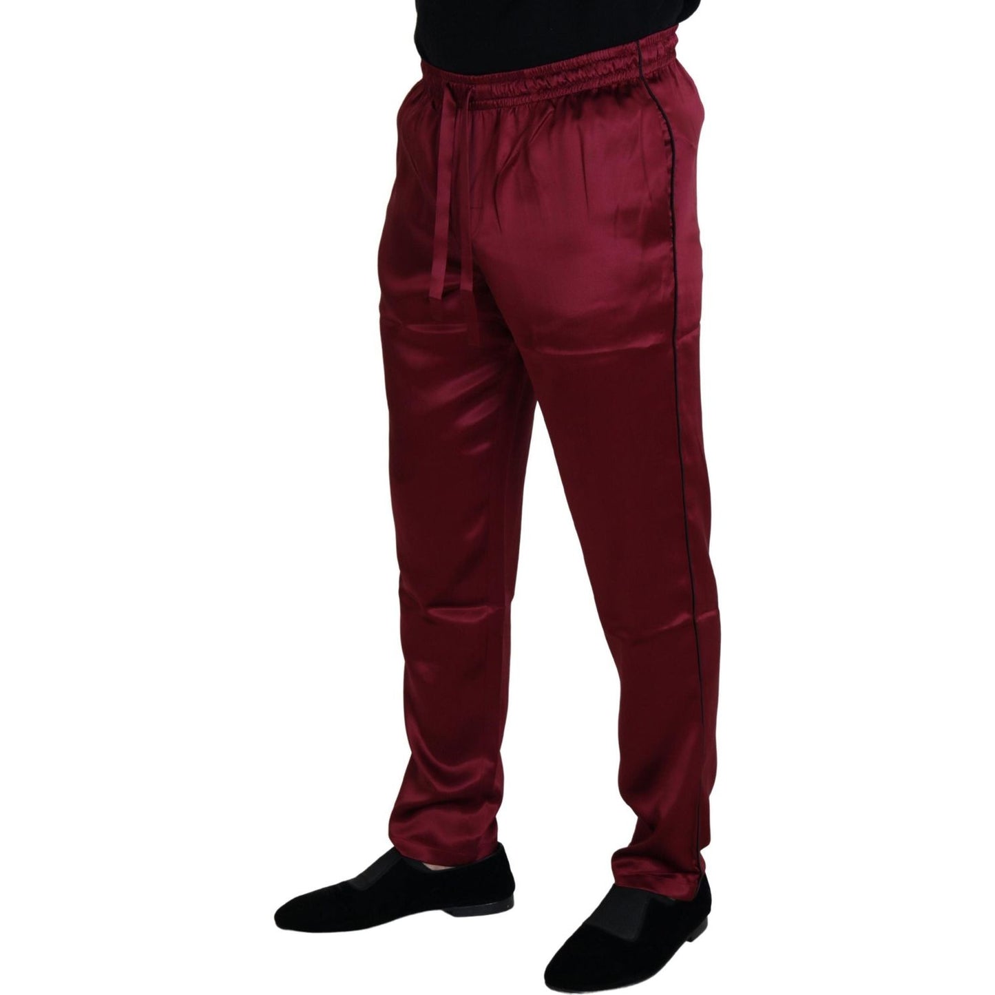 Dolce & Gabbana Silk Lounge Pants in Bordeaux Jeans & Pants Dolce & Gabbana