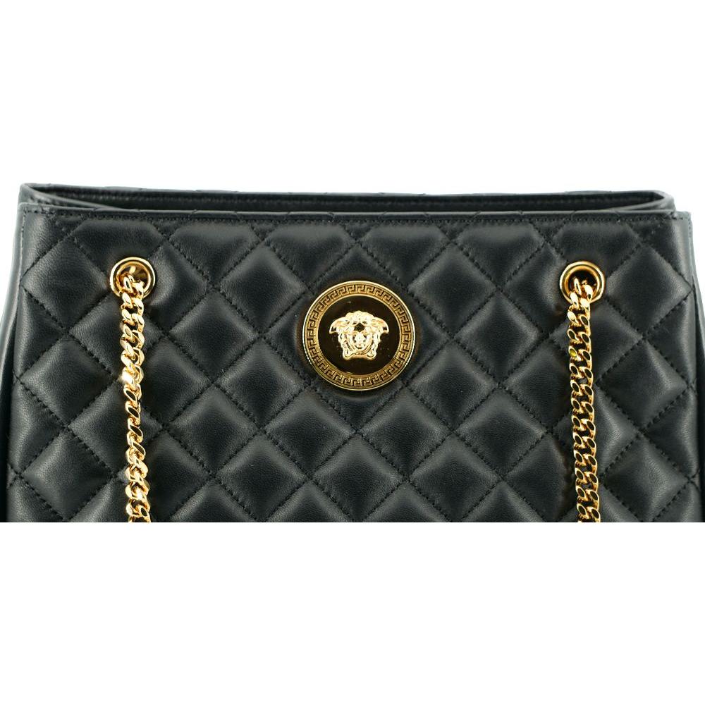 Versace Elegant Quilted Nappa Leather Tote Bag Versace