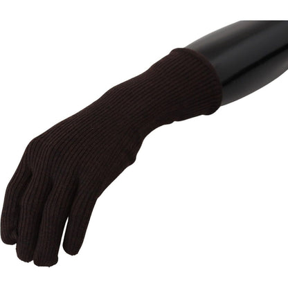 Dolce & Gabbana Brown Cashmere Silk Hands Mitten Mens Gloves