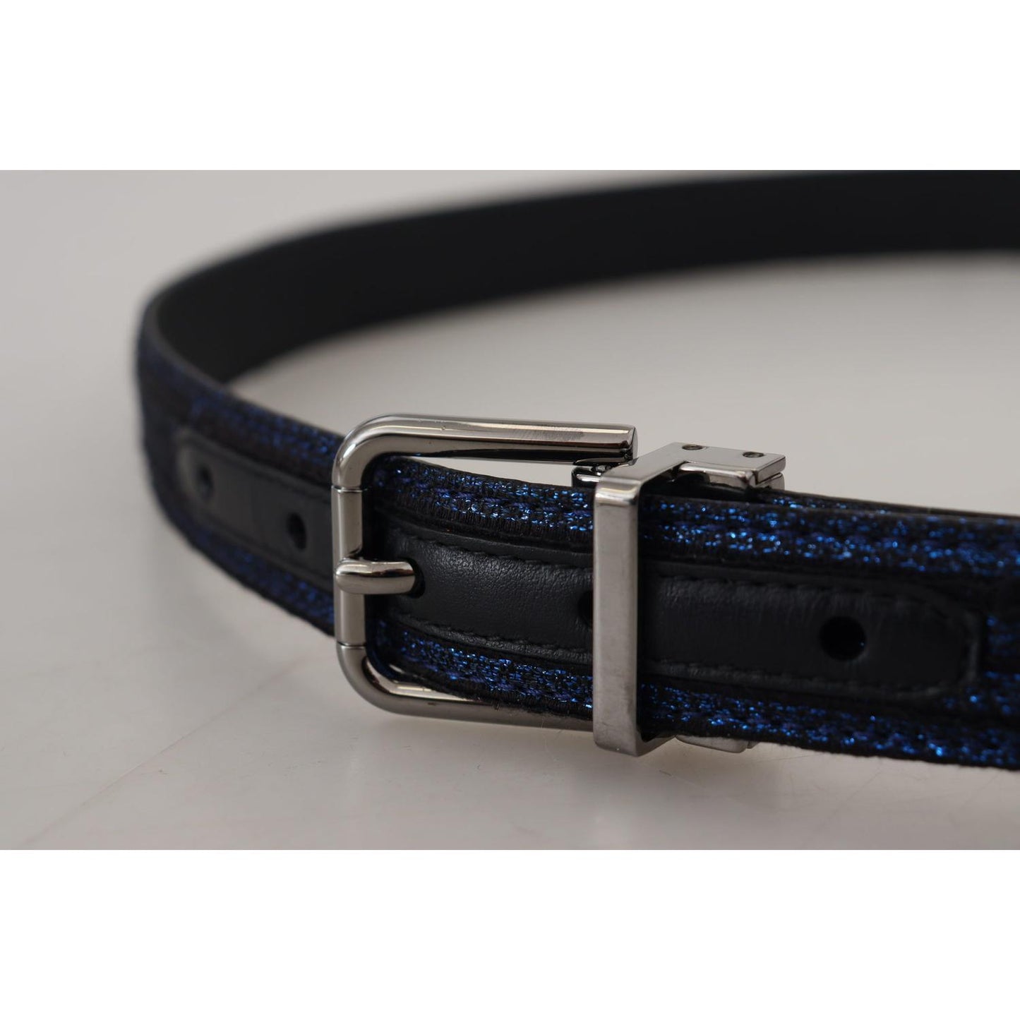 Dolce & Gabbana Elegant Blue Jacquard Leather Belt Dolce & Gabbana