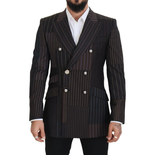 Dolce & Gabbana Multicolor Wool Silk Blend Slim Fit Blazer Dolce & Gabbana