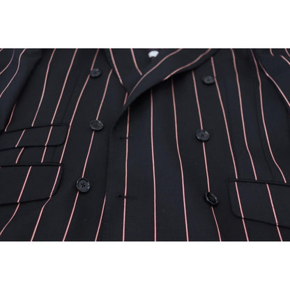 Dolce & Gabbana Black Stripes Viscose Double Breasted Blazer