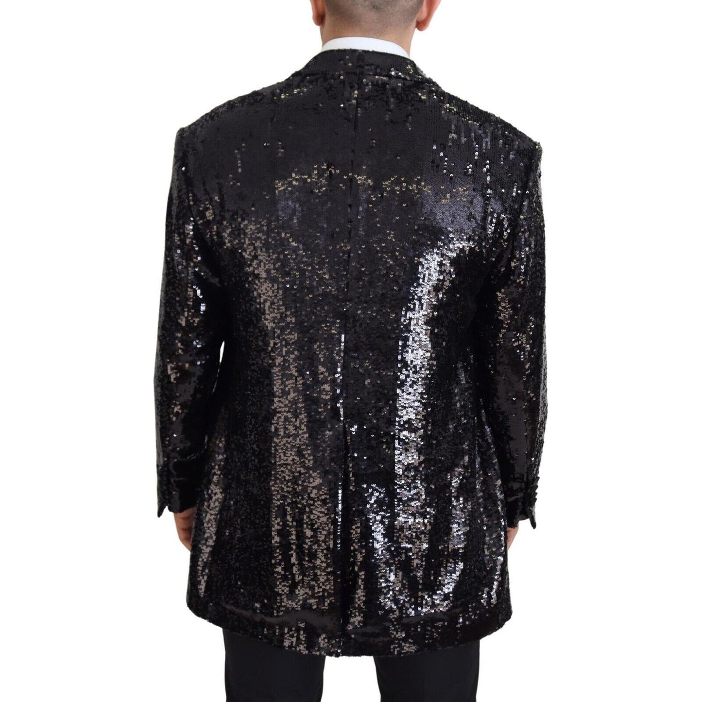 Dolce & Gabbana Black Sequined Cow Pattern Nylon Blazer