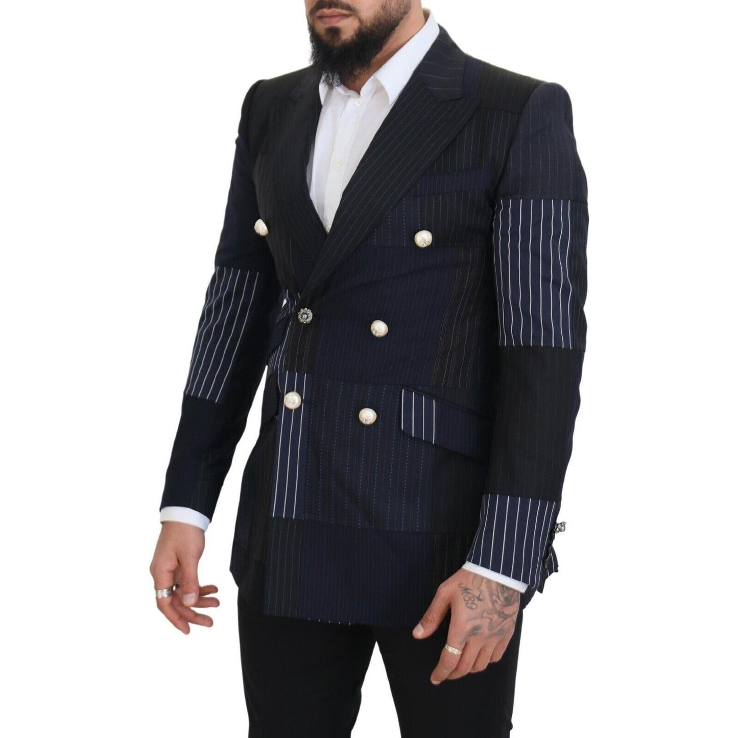 Dolce & Gabbana Elegant Navy Double Breasted Wool Blazer Dolce & Gabbana