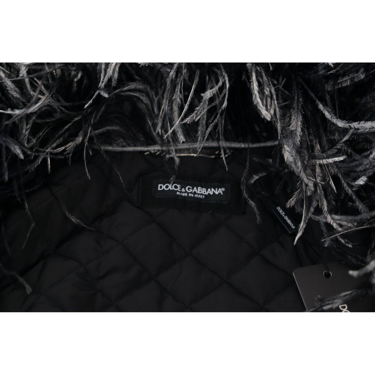 Dolce & Gabbana Black White Fur Shearling Full Zip Jacket