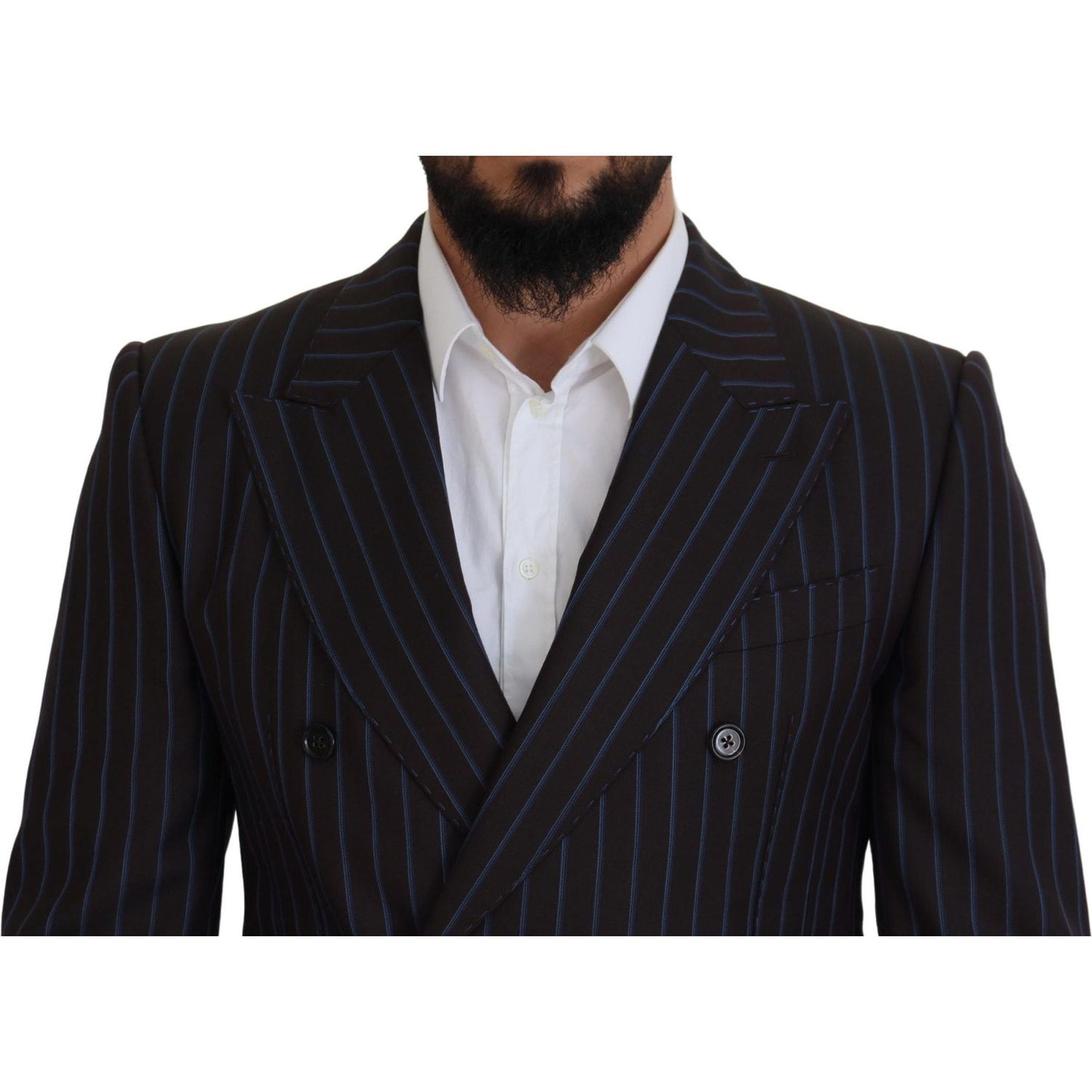 Dolce & Gabbana Elegant Black Striped Virgin Wool Suit Dolce & Gabbana