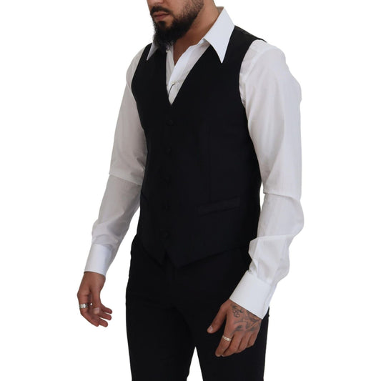 Dolce & Gabbana Elegant Black Single-Breasted Dress Vest Dolce & Gabbana