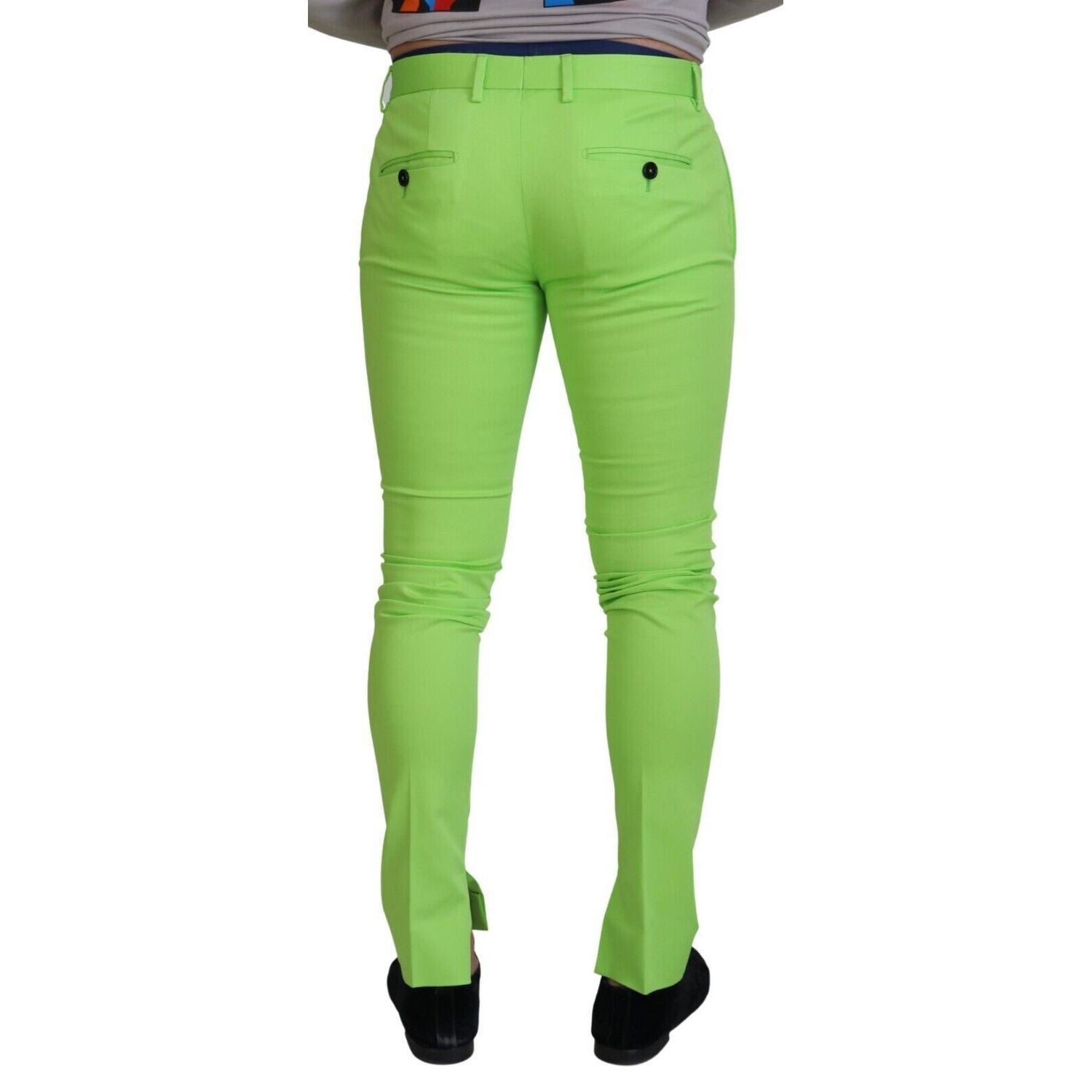 Dolce & Gabbana Light Green Cotton Skinny Men Trousers Pants