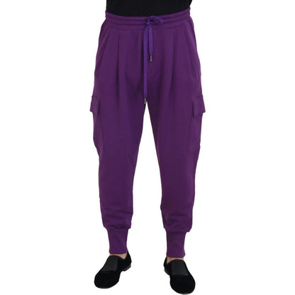 Dolce & Gabbana Purple Cotton Cargo Sweatpants Jogging Pants