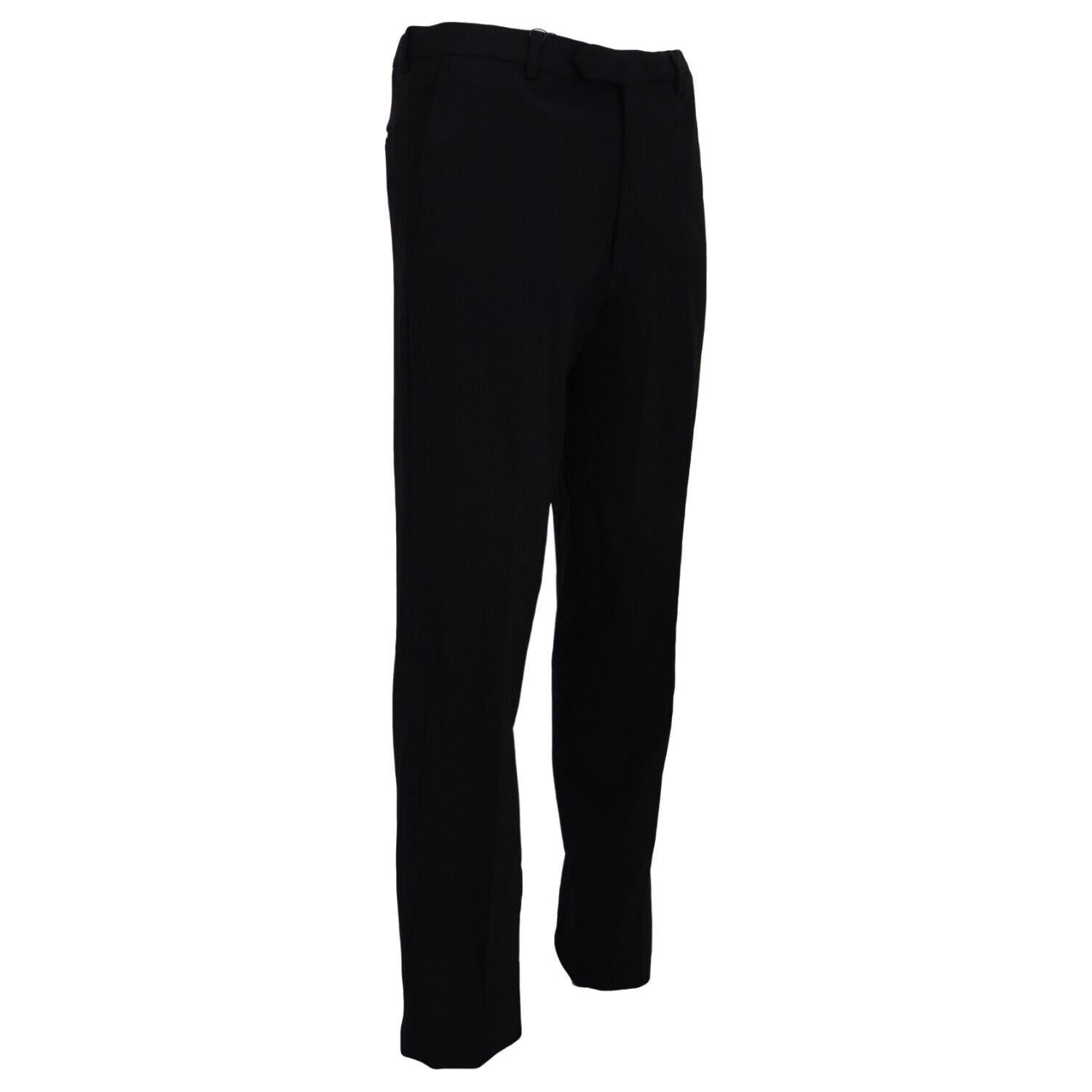 BENCIVENGA Black Straight Fit Men Formal Trousers Pants