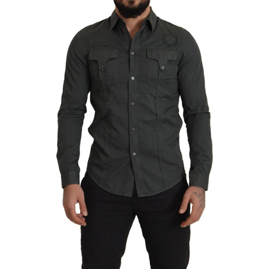 GF Ferre Sleek Dark Gray Cotton Casual Shirt GF Ferre