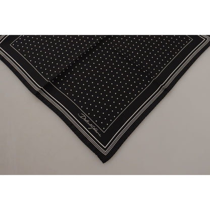 Dolce & Gabbana Black Polka Dots DG Logo Square Handkerchief