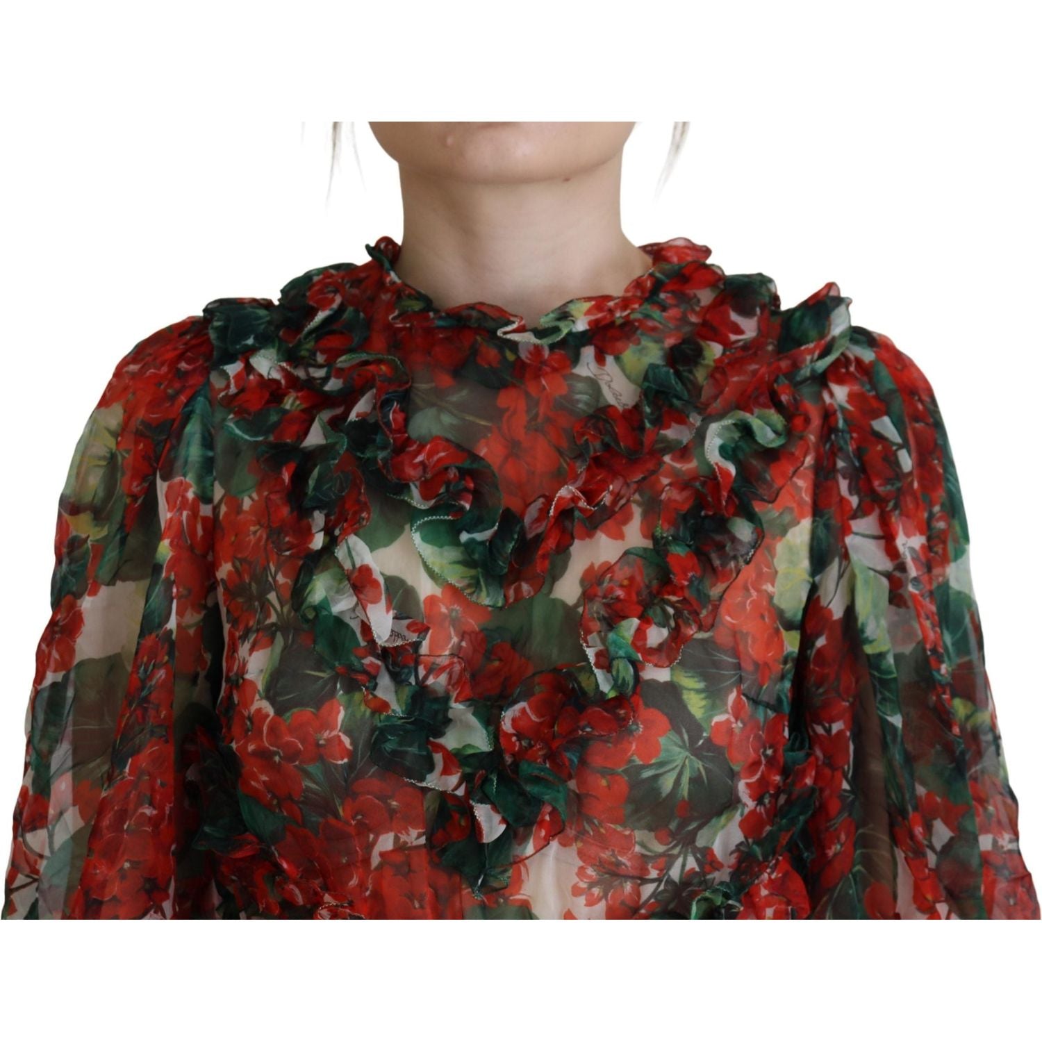 فستان حرير أنيق متعدد الألوان من دولتشي آند غابانا