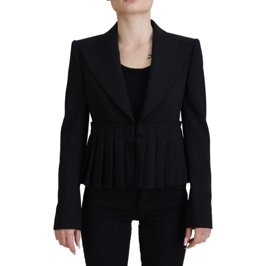 Dolce & Gabbana Elegant Black Stretch Wool Blazer Dolce & Gabbana