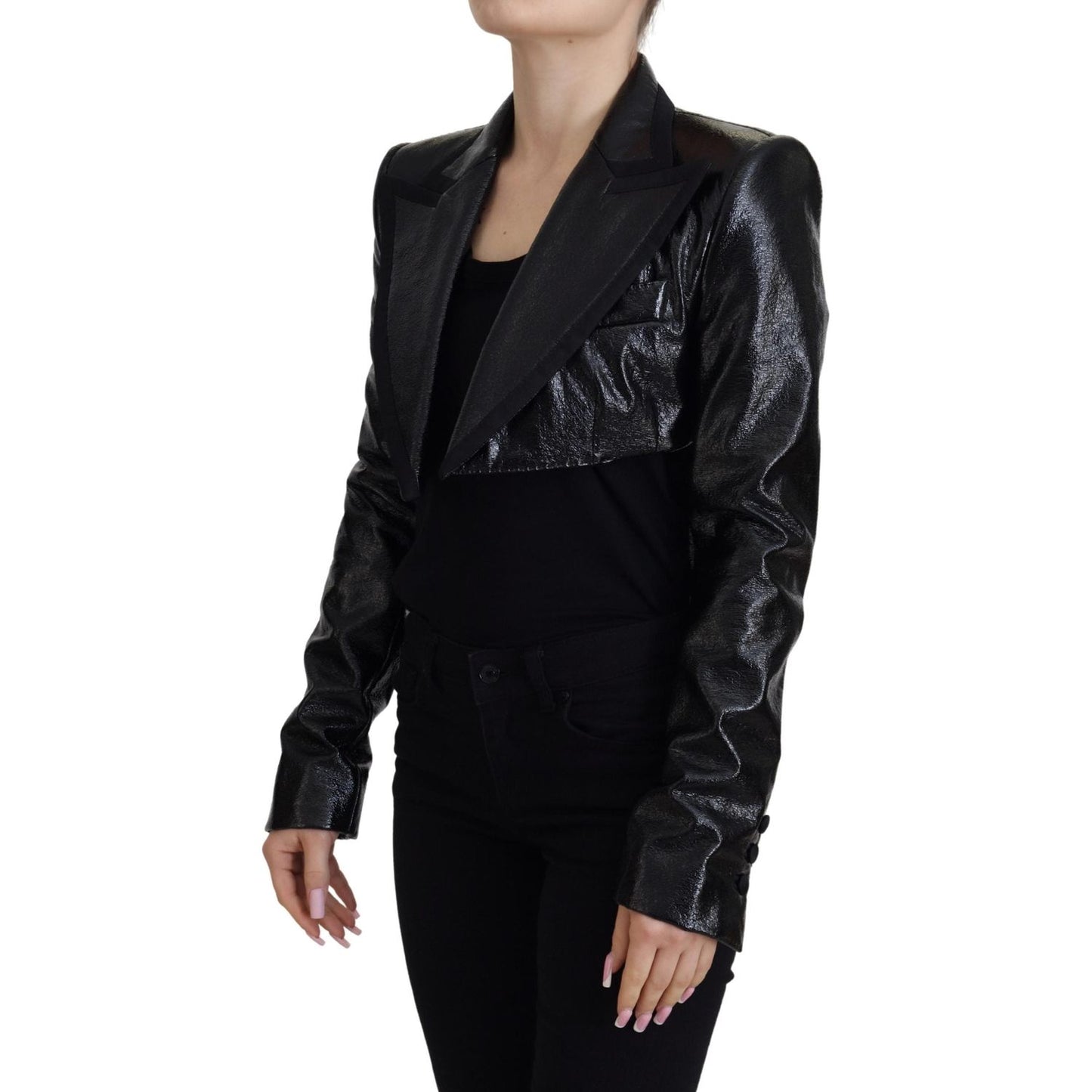 Dolce & Gabbana Elegant Cropped Black Designer Jacket Dolce & Gabbana