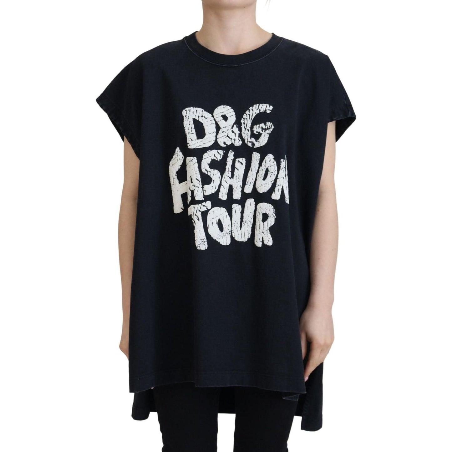 Dolce & Gabbana Black D&G Fashion Round Neck Cotton T-shirt