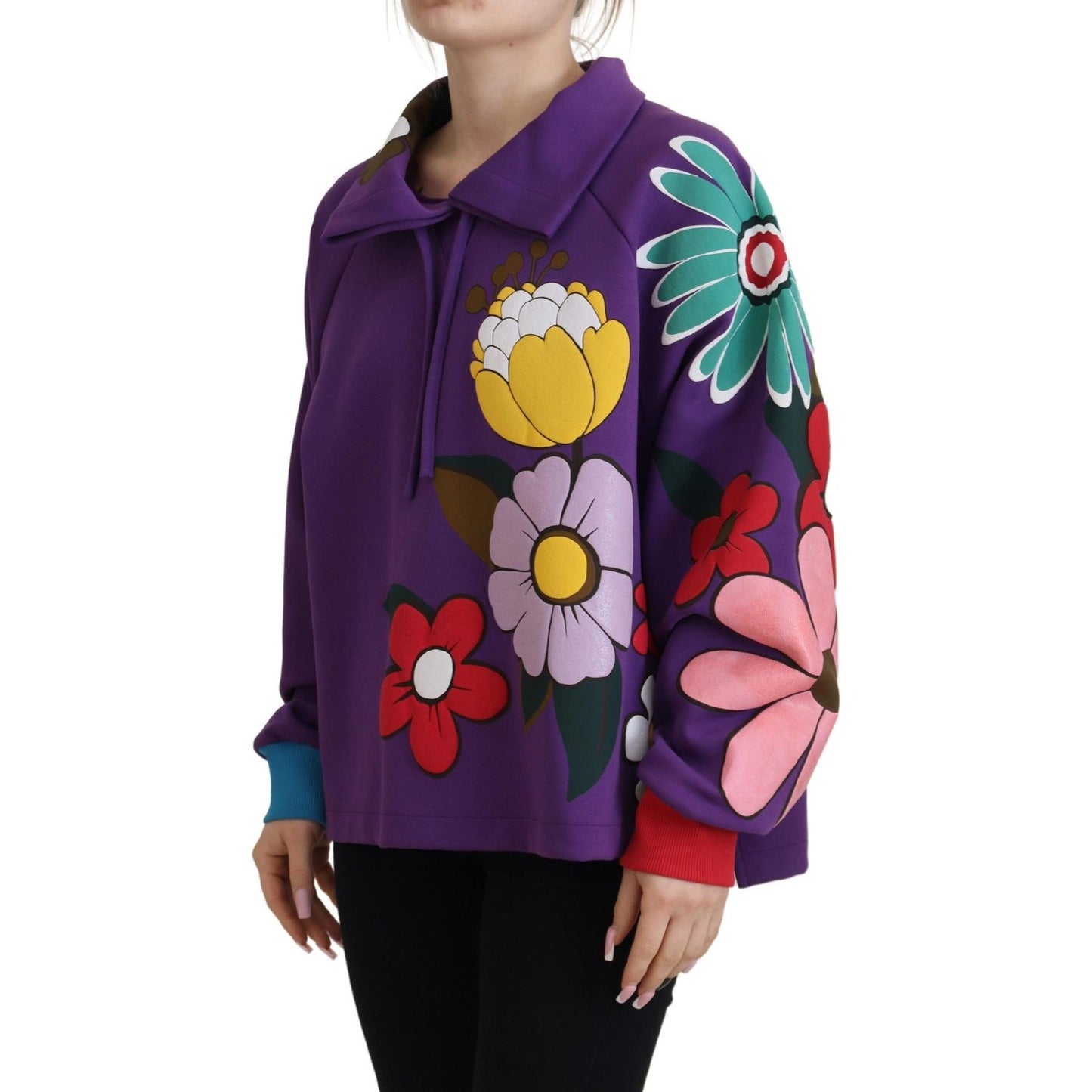 Dolce & Gabbana Elegant Purple Floral Pullover Sweater Dolce & Gabbana