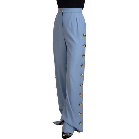 Dolce & Gabbana Elegant Light Blue Wool-Silk Blend Pants Dolce & Gabbana