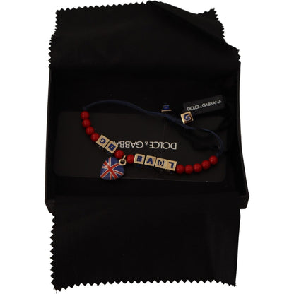 Dolce & Gabbana Red Blue Beaded DG LOVES LONDON Flag Branded Bracelet