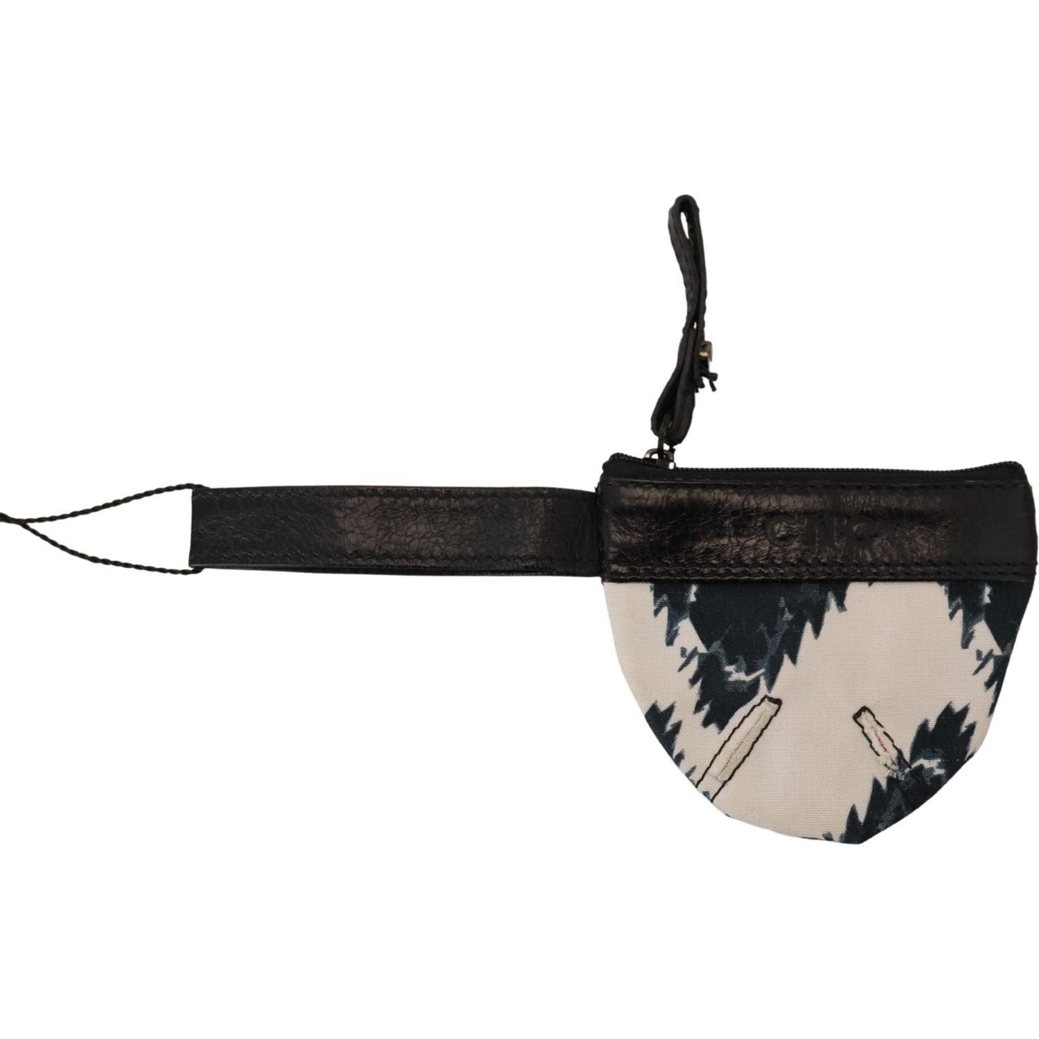 محفظة نقود معدنية أنيقة باللون الأبيض من الجلد الوطني مع حزام