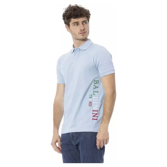 Baldinini Trend Light Blue Cotton Men Polo Shirt Baldinini Trend