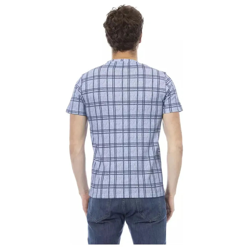 浅蓝色棉质 T 恤正面印花