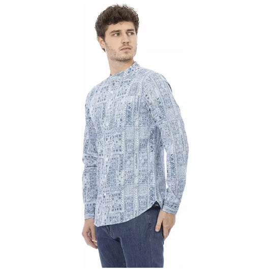 Baldinini Trend Light Blue Cotton Men Shirt Baldinini Trend