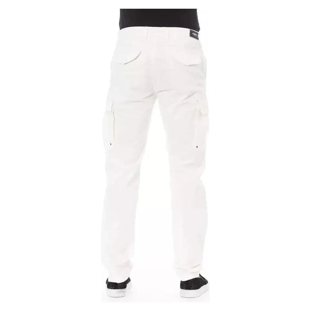 Baldinini Trend White Cotton Men Cargo Pant Baldinini Trend