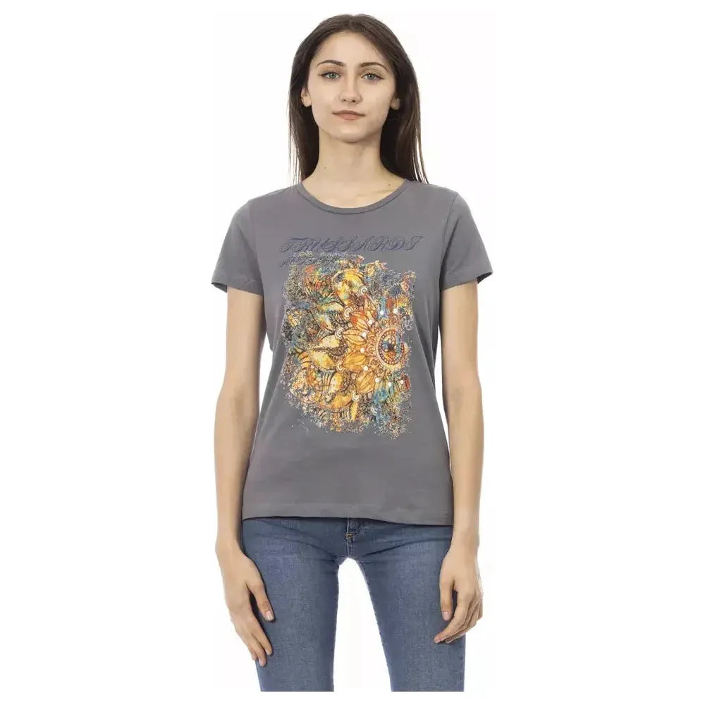 Trussardi Action Gray Cotton Women Top Trussardi Action