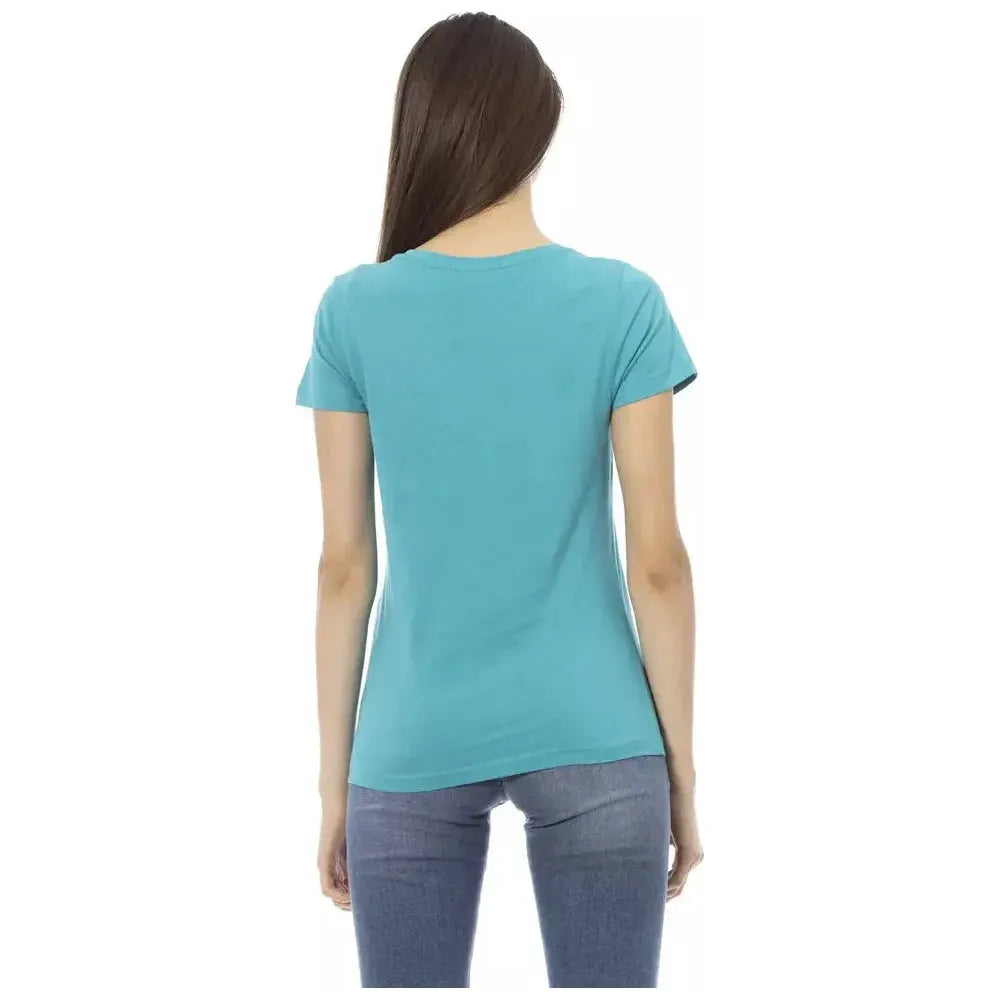 Trussardi Action Light Blue Cotton Women Top Trussardi Action