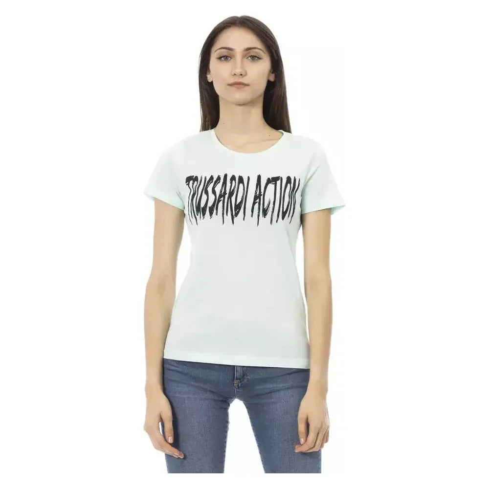 Trussardi Action Light Blue Cotton Women Top Trussardi Action